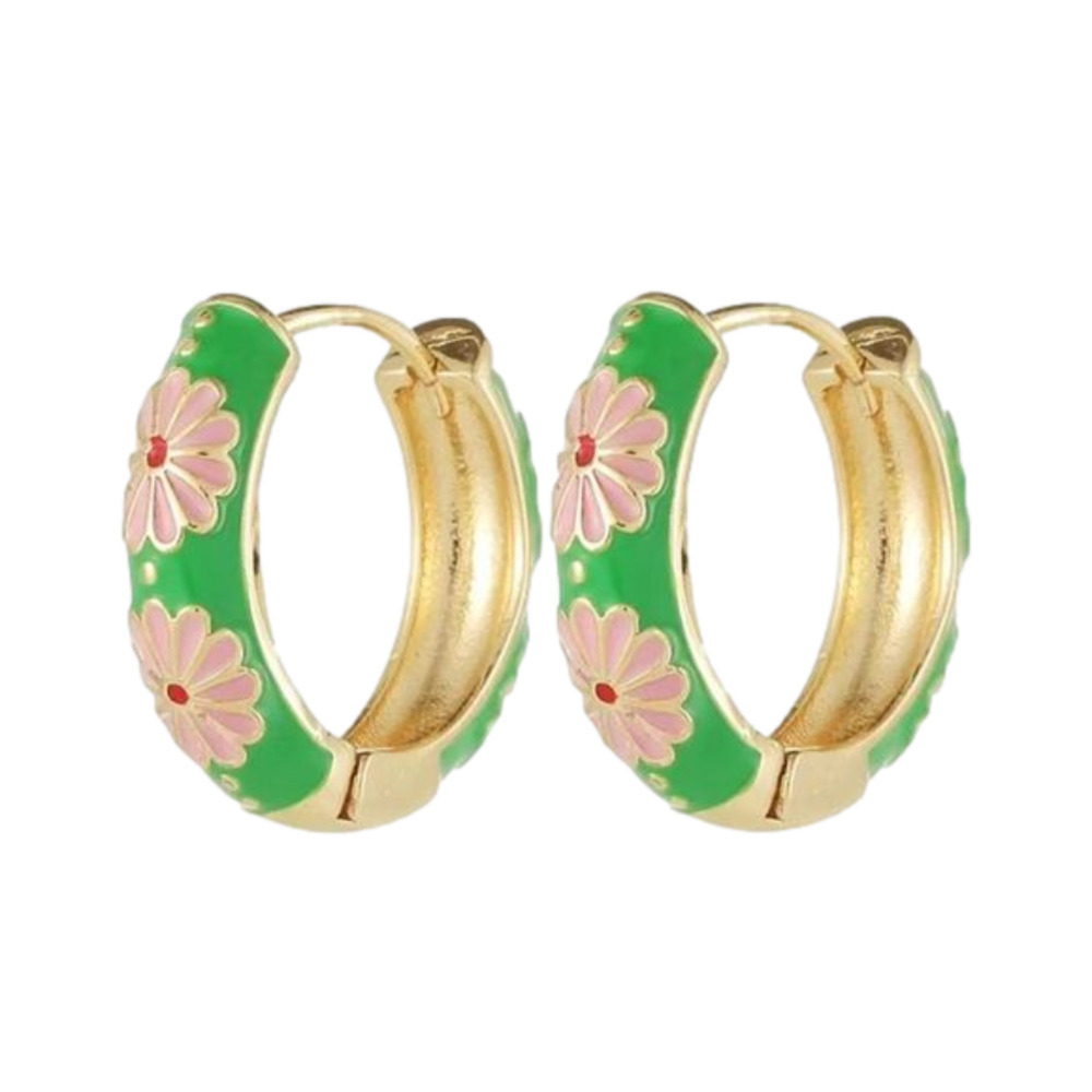 Green Enamel Huggie Earrnings #630 - Picture 3 of 4